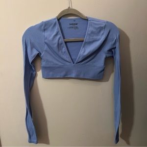 Long Sleeve Cropped Deep V-Neck Shirt from Garage